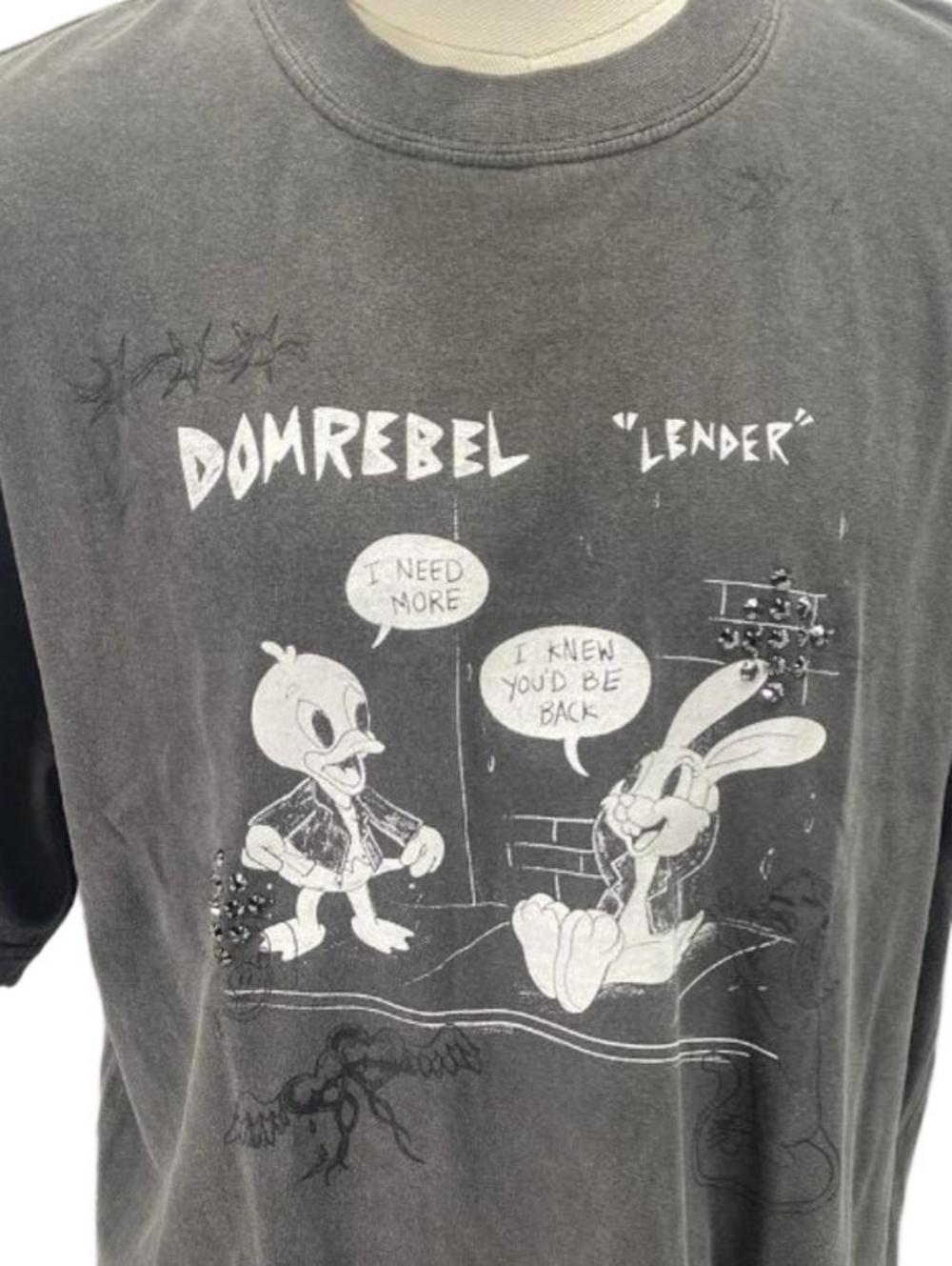 NEW DOMREBEL Men’s Lender Graphic Cotton T-Shirt Faded Black